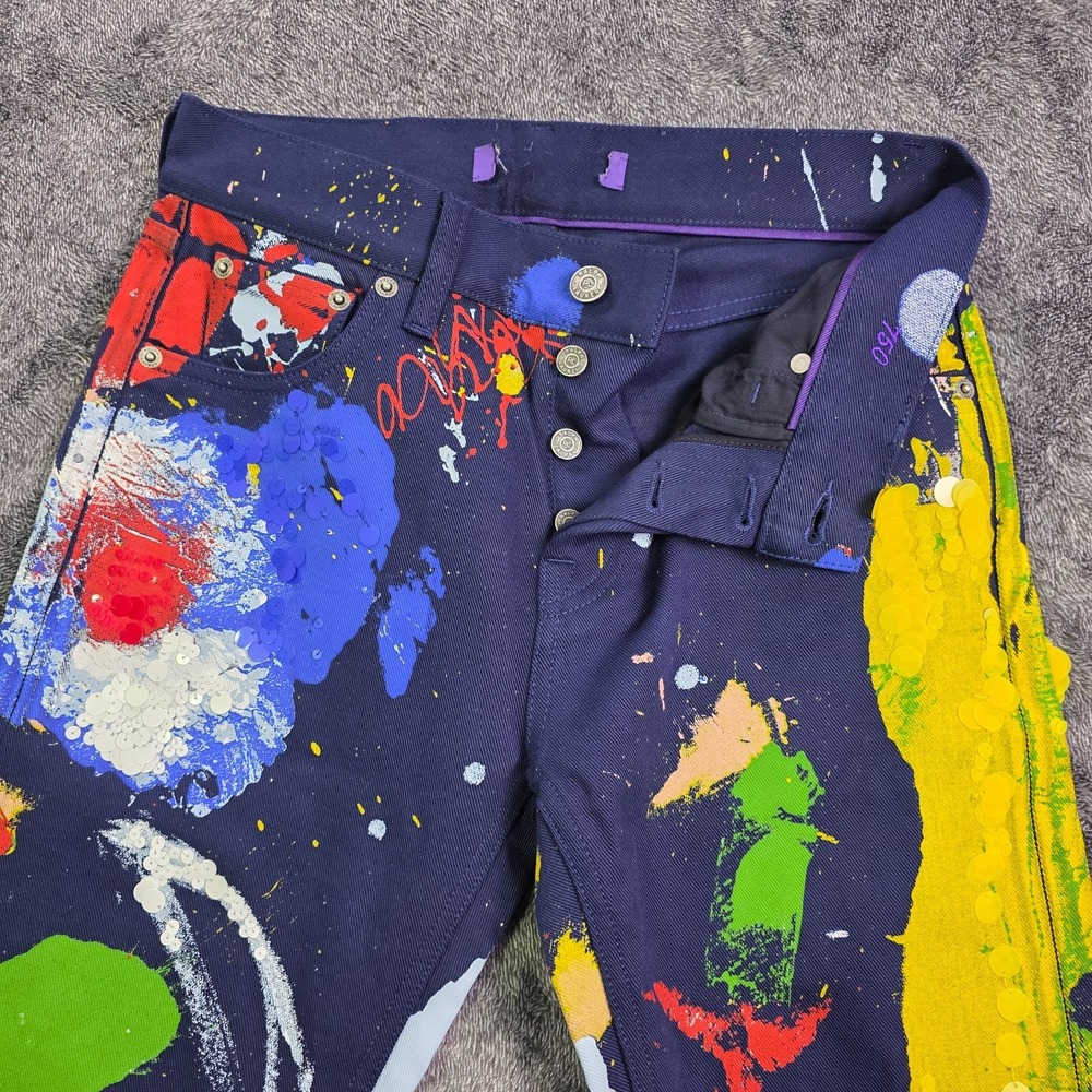Ralph Lauren Purple Label Paint Splatter 750 Straight Ankle Jeans Women 26 $1990